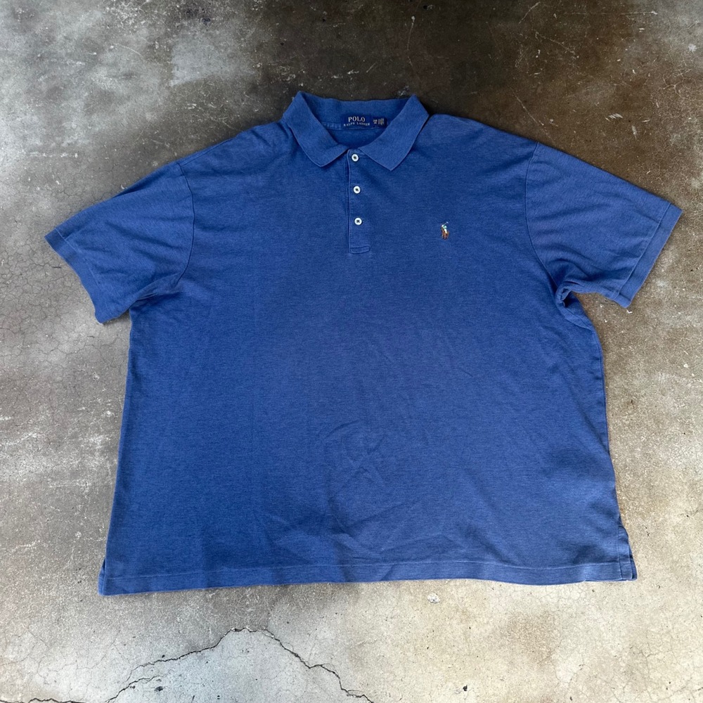 Polo Ralph Lauren Polo Shirt Mens 2XB Blue Excellent Short Sleeve Pony Logo